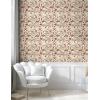 Ambesonne Floral Peel & Stick Wallpaper for Home, Christmas Traditional Flower Poinsettia Arrangement with Pinecones Print, Self-Adhesive Living Room Kitchen Accent, 13″ x 36″, Dark Coral Green Cocoa(Pale Sepia Umber Ruby)