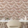 Ambesonne Floral Peel & Stick Wallpaper for Home, Christmas Traditional Flower Poinsettia Arrangement with Pinecones Print, Self-Adhesive Living Room Kitchen Accent, 13″ x 36″, Dark Coral Green Cocoa(Cinnamon White Warm Taupe)
