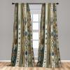 Ambesonne Geometric Window Curtains, Cultures Motif Traditional Teardrop Pattern Vintage Palette, Lightweight Decor 2-Panel Set with Rod Pocket, Pair of – 28″ x 63″, White Orange(Brown Tan and Sea Blue)