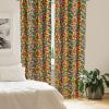 Ambesonne Geometric Window Curtains, Cultures Motif Traditional Teardrop Pattern Vintage Palette, Lightweight Decor 2-Panel Set with Rod Pocket, Pair of – 28″ x 63″, White Orange(Yellow Red)