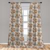Ambesonne Geometric Window Curtains, Cultures Motif Traditional Teardrop Pattern Vintage Palette, Lightweight Decor 2-Panel Set with Rod Pocket, Pair of – 28″ x 63″, White Orange(Pale Grey Apricot Brown)