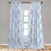 Ambesonne Geometric Window Curtains, Cultures Motif Traditional Teardrop Pattern Vintage Palette, Lightweight Decor 2-Panel Set with Rod Pocket, Pair of – 28″ x 63″, White Orange(Blue Green)