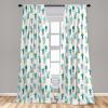 Ambesonne Geometric Window Curtains, Cultures Motif Traditional Teardrop Pattern Vintage Palette, Lightweight Decor 2-Panel Set with Rod Pocket, Pair of – 28″ x 63″, White Orange(Teal Green)