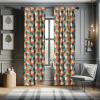 Ambesonne Geometric Window Curtains, Cultures Motif Traditional Teardrop Pattern Vintage Palette, Lightweight Decor 2-Panel Set with Rod Pocket, Pair of – 28″ x 63″, White Orange(Teal Orange)