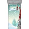 Ambesonne Gnome Fitted Sheet & Pillow Sham Set, Elf Tomte Standing on Snow on The Winter Finnish Christmas Theme, Decorative Printed 3 Piece Bedding Decor Set, Queen, Mint Green Pale Blue(Mint Green Pale Blue)