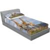 Ambesonne Gnome Fitted Sheet & Pillow Sham Set, Elf Tomte Standing on Snow on The Winter Finnish Christmas Theme, Decorative Printed 3 Piece Bedding Decor Set, Queen, Mint Green Pale Blue(Blue Tan)
