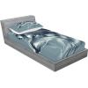 Ambesonne Gnome Fitted Sheet & Pillow Sham Set, Elf Tomte Standing on Snow on The Winter Finnish Christmas Theme, Decorative Printed 3 Piece Bedding Decor Set, Queen, Mint Green Pale Blue(Soft Blue)