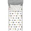 Ambesonne Gnome Fitted Sheet & Pillow Sham Set, Elf Tomte Standing on Snow on The Winter Finnish Christmas Theme, Decorative Printed 3 Piece Bedding Decor Set, Queen, Mint Green Pale Blue(Yellow Multicolor)