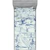 Ambesonne Gnome Fitted Sheet & Pillow Sham Set, Elf Tomte Standing on Snow on The Winter Finnish Christmas Theme, Decorative Printed 3 Piece Bedding Decor Set, Queen, Mint Green Pale Blue(White Dark Blue)