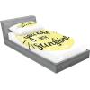 Ambesonne Gnome Fitted Sheet & Pillow Sham Set, Elf Tomte Standing on Snow on The Winter Finnish Christmas Theme, Decorative Printed 3 Piece Bedding Decor Set, Queen, Mint Green Pale Blue(Pale Yellow Black)