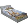 Ambesonne Gnome Fitted Sheet & Pillow Sham Set, Elf Tomte Standing on Snow on The Winter Finnish Christmas Theme, Decorative Printed 3 Piece Bedding Decor Set, Queen, Mint Green Pale Blue(Blue Tan)