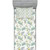 Ambesonne Gnome Fitted Sheet & Pillow Sham Set, Elf Tomte Standing on Snow on The Winter Finnish Christmas Theme, Decorative Printed 3 Piece Bedding Decor Set, Queen, Mint Green Pale Blue(Apple Green Turquoise)