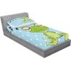 Ambesonne Gnome Fitted Sheet & Pillow Sham Set, Elf Tomte Standing on Snow on The Winter Finnish Christmas Theme, Decorative Printed 3 Piece Bedding Decor Set, Queen, Mint Green Pale Blue(Green and Blue)