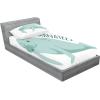 Ambesonne Gnome Fitted Sheet & Pillow Sham Set, Elf Tomte Standing on Snow on The Winter Finnish Christmas Theme, Decorative Printed 3 Piece Bedding Decor Set, Queen, Mint Green Pale Blue(Mint Green)