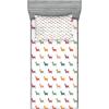Ambesonne Gnome Fitted Sheet & Pillow Sham Set, Elf Tomte Standing on Snow on The Winter Finnish Christmas Theme, Decorative Printed 3 Piece Bedding Decor Set, Queen, Mint Green Pale Blue(Plum Orange)