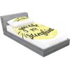 Ambesonne Gnome Fitted Sheet & Pillow Sham Set, Elf Tomte Standing on Snow on The Winter Finnish Christmas Theme, Decorative Printed 3 Piece Bedding Decor Set, Queen, Mint Green Pale Blue(Pale Yellow Black)