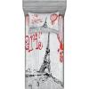 Ambesonne Gnome Fitted Sheet & Pillow Sham Set, Elf Tomte Standing on Snow on The Winter Finnish Christmas Theme, Decorative Printed 3 Piece Bedding Decor Set, Queen, Mint Green Pale Blue(Red Black Grey)
