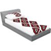 Ambesonne Gnome Fitted Sheet & Pillow Sham Set, Elf Tomte Standing on Snow on The Winter Finnish Christmas Theme, Decorative Printed 3 Piece Bedding Decor Set, Queen, Mint Green Pale Blue(Vermilion and White)