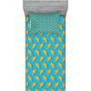 Ambesonne Gnome Fitted Sheet & Pillow Sham Set, Elf Tomte Standing on Snow on The Winter Finnish Christmas Theme, Decorative Printed 3 Piece Bedding Decor Set, Queen, Mint Green Pale Blue(Yellow Blue)