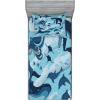 Ambesonne Gnome Fitted Sheet & Pillow Sham Set, Elf Tomte Standing on Snow on The Winter Finnish Christmas Theme, Decorative Printed 3 Piece Bedding Decor Set, Queen, Mint Green Pale Blue(Royal Blue)