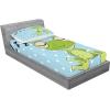 Ambesonne Gnome Fitted Sheet & Pillow Sham Set, Elf Tomte Standing on Snow on The Winter Finnish Christmas Theme, Decorative Printed 3 Piece Bedding Decor Set, Queen, Mint Green Pale Blue(Green and Blue)