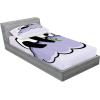 Ambesonne Gnome Fitted Sheet & Pillow Sham Set, Elf Tomte Standing on Snow on The Winter Finnish Christmas Theme, Decorative Printed 3 Piece Bedding Decor Set, Queen, Mint Green Pale Blue(Lilac Black)
