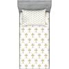 Ambesonne Gnome Fitted Sheet & Pillow Sham Set, Elf Tomte Standing on Snow on The Winter Finnish Christmas Theme, Decorative Printed 3 Piece Bedding Decor Set, Queen, Mint Green Pale Blue(Yellow and White)