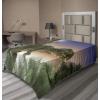 Ambesonne Holiday Flat Sheet, Various Different Snowflakes with Rich Details Christmas Season in Wintertime, Soft Comfortable Top Sheet Decorative Bedding 1 Piece, Queen Size, White and Vermilion(Green Blue Peach)