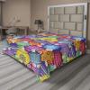 Ambesonne Holiday Flat Sheet, Various Different Snowflakes with Rich Details Christmas Season in Wintertime, Soft Comfortable Top Sheet Decorative Bedding 1 Piece, Queen Size, White and Vermilion(Purple Yellow)