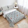 Ambesonne Holiday Flat Sheet, Various Different Snowflakes with Rich Details Christmas Season in Wintertime, Soft Comfortable Top Sheet Decorative Bedding 1 Piece, Queen Size, White and Vermilion(Sea Green Pale Grey)