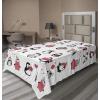 Ambesonne Holiday Flat Sheet, Various Different Snowflakes with Rich Details Christmas Season in Wintertime, Soft Comfortable Top Sheet Decorative Bedding 1 Piece, Queen Size, White and Vermilion(Dark Coral White Black)