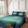 Ambesonne Holiday Flat Sheet, Various Different Snowflakes with Rich Details Christmas Season in Wintertime, Soft Comfortable Top Sheet Decorative Bedding 1 Piece, Queen Size, White and Vermilion(Navy Green)