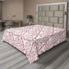 Ambesonne Holiday Flat Sheet, Various Different Snowflakes with Rich Details Christmas Season in Wintertime, Soft Comfortable Top Sheet Decorative Bedding 1 Piece, Queen Size, White and Vermilion(Pale Pink Brown Pink)