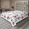 Ambesonne Holiday Flat Sheet, Various Different Snowflakes with Rich Details Christmas Season in Wintertime, Soft Comfortable Top Sheet Decorative Bedding 1 Piece, Queen Size, White and Vermilion(Dark Coral White Black)