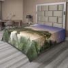 Ambesonne Holiday Flat Sheet, Various Different Snowflakes with Rich Details Christmas Season in Wintertime, Soft Comfortable Top Sheet Decorative Bedding 1 Piece, Queen Size, White and Vermilion(Green Blue Peach)