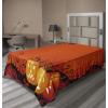 Ambesonne Holiday Flat Sheet, Various Different Snowflakes with Rich Details Christmas Season in Wintertime, Soft Comfortable Top Sheet Decorative Bedding 1 Piece, Queen Size, White and Vermilion(Marigold Orange Black)