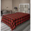 Ambesonne Holiday Flat Sheet, Various Different Snowflakes with Rich Details Christmas Season in Wintertime, Soft Comfortable Top Sheet Decorative Bedding 1 Piece, Queen Size, White and Vermilion(Orange Black)