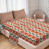 Ambesonne Holiday Flat Sheet, Various Different Snowflakes with Rich Details Christmas Season in Wintertime, Soft Comfortable Top Sheet Decorative Bedding 1 Piece, Queen Size, White and Vermilion(Ruby Fern Green)