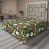 Ambesonne Holiday Flat Sheet, Various Different Snowflakes with Rich Details Christmas Season in Wintertime, Soft Comfortable Top Sheet Decorative Bedding 1 Piece, Queen Size, White and Vermilion(Green Multicolor)