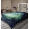 Ambesonne Holiday Flat Sheet, Various Different Snowflakes with Rich Details Christmas Season in Wintertime, Soft Comfortable Top Sheet Decorative Bedding 1 Piece, Queen Size, White and Vermilion(Navy Green)