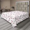 Ambesonne Holiday Flat Sheet, Various Different Snowflakes with Rich Details Christmas Season in Wintertime, Soft Comfortable Top Sheet Decorative Bedding 1 Piece, Queen Size, White and Vermilion(Orange and Blue)
