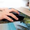 Ambesonne Island Computer Mouse Pad, White Coral Sand Seven Mile Beach in Grand Cayman Island Art Print, Rectangle Non-Slip Rubber Mousepad Large, 31″ x 12″ Gaming Size, Sky Blue and Brown Black(Aqua Coconut Green)