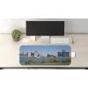 Ambesonne Island Computer Mouse Pad, White Coral Sand Seven Mile Beach in Grand Cayman Island Art Print, Rectangle Non-Slip Rubber Mousepad Large, 31″ x 12″ Gaming Size, Sky Blue and Brown Black(Blue Green Grey)