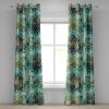 Ambesonne Jungle Boho Grommet Curtain, Dreamy Silhouettes of Leafy Scene with Neutral Colors Grunge Art, Decorative 2-Panel Window Drapes for Bedroom Living Room, 50″ x 54″, Yellow Green Apple Green(Turquoise and Pale Coffee)