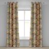 Ambesonne Jungle Boho Grommet Curtain, Dreamy Silhouettes of Leafy Scene with Neutral Colors Grunge Art, Decorative 2-Panel Window Drapes for Bedroom Living Room, 50″ x 54″, Yellow Green Apple Green(Beige Caramel Salmon)