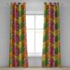 Ambesonne Jungle Boho Grommet Curtain, Dreamy Silhouettes of Leafy Scene with Neutral Colors Grunge Art, Decorative 2-Panel Window Drapes for Bedroom Living Room, 50″ x 54″, Yellow Green Apple Green(Apple Green and Fern Green)