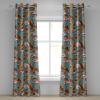 Ambesonne Jungle Boho Grommet Curtain, Dreamy Silhouettes of Leafy Scene with Neutral Colors Grunge Art, Decorative 2-Panel Window Drapes for Bedroom Living Room, 50″ x 54″, Yellow Green Apple Green(Cadet Blue Fuchsia Orange)