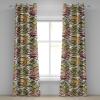 Ambesonne Jungle Boho Grommet Curtain, Dreamy Silhouettes of Leafy Scene with Neutral Colors Grunge Art, Decorative 2-Panel Window Drapes for Bedroom Living Room, 50″ x 54″, Yellow Green Apple Green(Pale Olive Green Apricot)