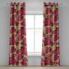 Ambesonne Jungle Boho Grommet Curtain, Dreamy Silhouettes of Leafy Scene with Neutral Colors Grunge Art, Decorative 2-Panel Window Drapes for Bedroom Living Room, 50″ x 54″, Yellow Green Apple Green(Dark Coral and Apple Green)