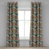 Ambesonne Jungle Boho Grommet Curtain, Dreamy Silhouettes of Leafy Scene with Neutral Colors Grunge Art, Decorative 2-Panel Window Drapes for Bedroom Living Room, 50″ x 54″, Yellow Green Apple Green(Amber Teal Cadet Blue)